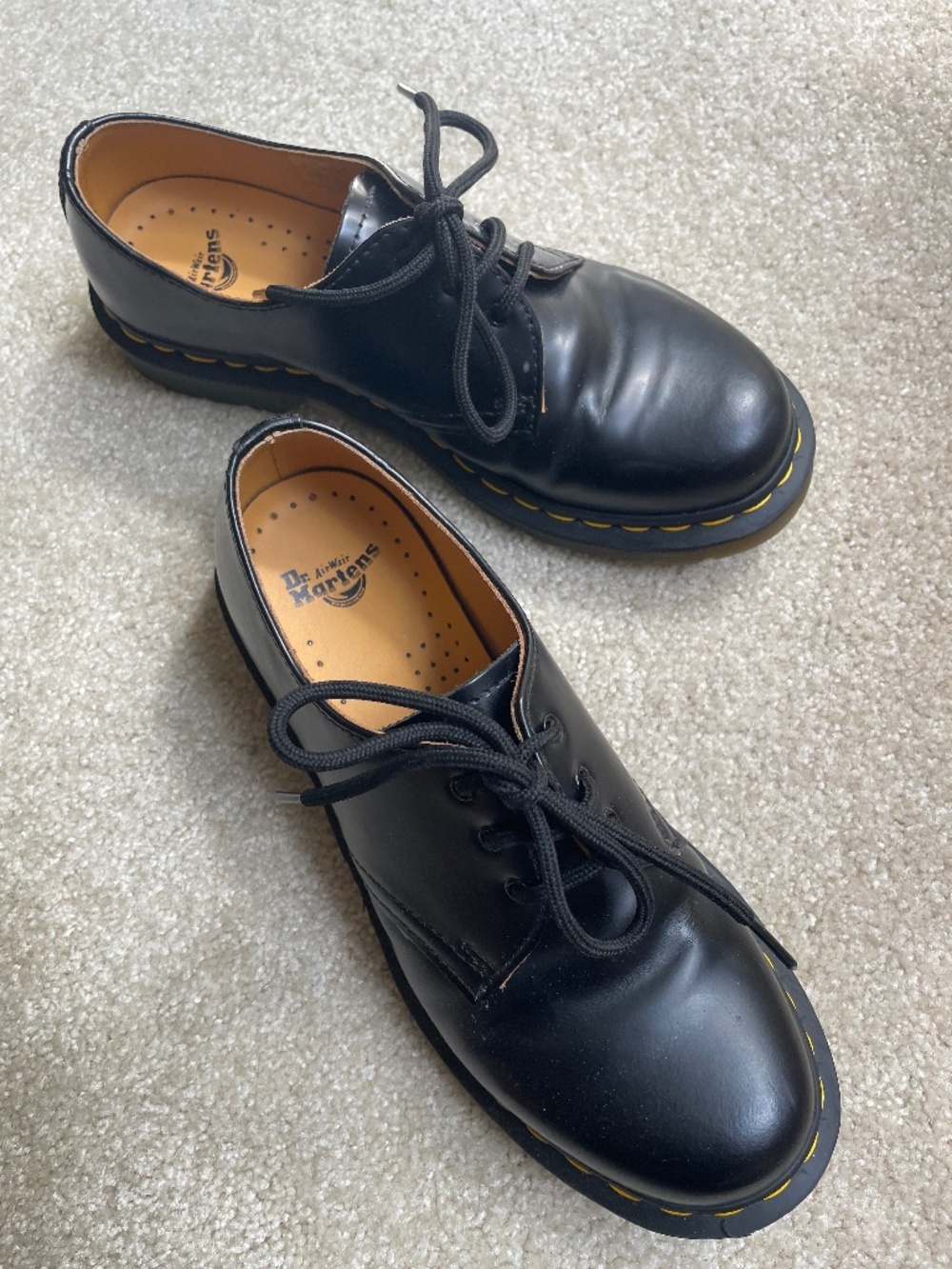 Doc Martens Black Smooth Leather 1461 Oxford, 8 EUC